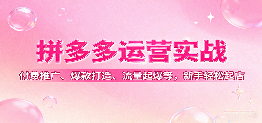 拼多多运营实战，付费推广、爆款打造、流量起爆等，新手轻松起店_豪客资源创业网-豪客资源_豪客资源库