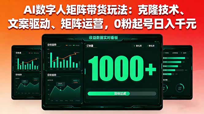 （16050期）AI数字人矩阵带货玩法：克隆技术、文案驱动、矩阵运营，0粉起号日入千元_豪客资源创业项目网-豪客资源_豪客资源库