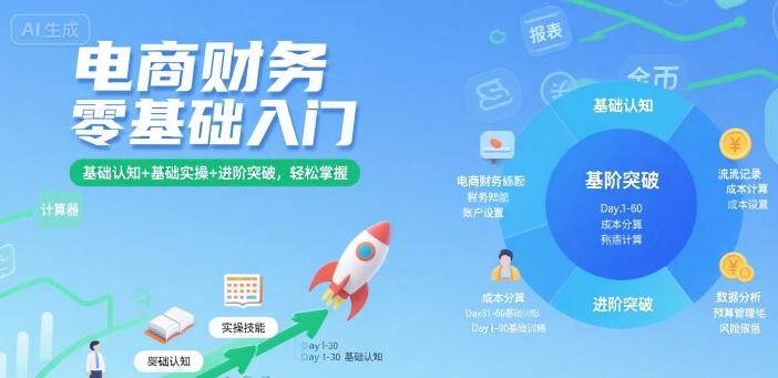 电商财务零基础入门，基础认知+基础实操+进阶突破，轻松掌握——豪客资源创业项目网-豪客资源_豪客资源库