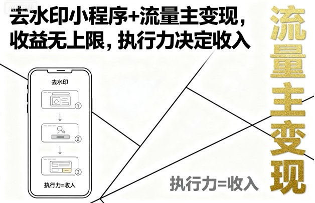 去水印小程序+流量主变现，收益无上限，执行力决定收入——豪客资源创业项目网-豪客资源_豪客资源库