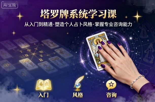 塔罗牌系统学习课，助你从入门到精通，塑造个人占卜风格，掌握专业咨询能力——豪客资源创业项目网-豪客资源_豪客资源库