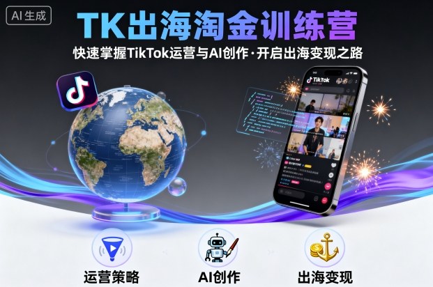 TK出海淘金训练营，助你快速掌握TikTok运营与AI创作，开启出海变现之路——豪客资源创业项目网-豪客资源_豪客资源库