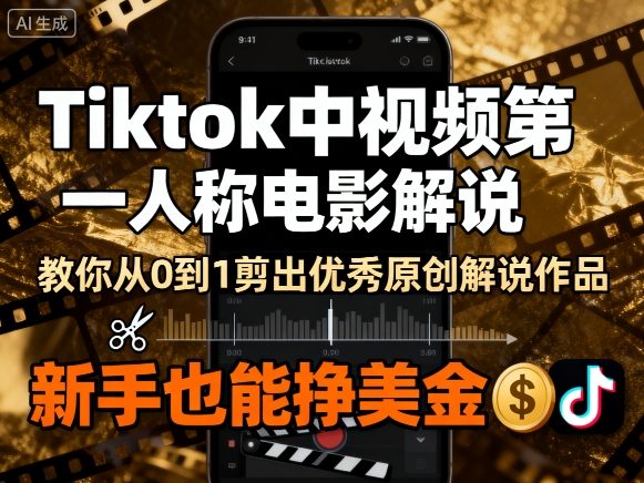Tiktok中视频第一人称电影解说,教你从0到1剪出一个优秀的原创解说作品,新手也能挣美金——豪客资源创业项目网-豪客资源_豪客资源库