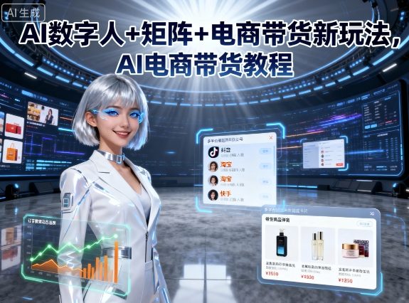 AI数字人+矩阵+电商带货新玩法，AI电商带货教程——豪客资源创业项目网-豪客资源_豪客资源库