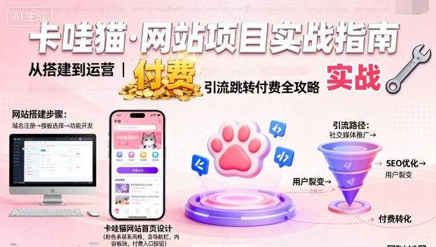 卡哇猫·网站项目，网站搭建与运营以及引流跳转付费——豪客资源创业项目网-豪客资源_豪客资源库
