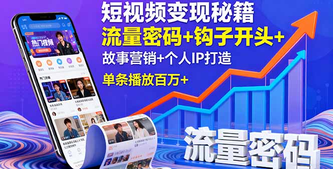 （16079期）短视频变现秘籍，流量密码+钩子开头+故事营销+个人IP打造，单条播放百万+_豪客资源创业项目网-豪客资源_豪客资源库