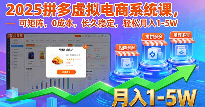 (16088期)2025拼多多虚拟电商系统课,可矩阵,0成本,长久稳定,轻松月入1-5W_豪客资源创业项目网-豪客资源_豪客资源库