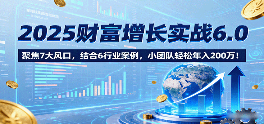 2025财富增长实战6.0,聚焦7大风口,结合6行业案例,小团队轻松年入200万!_豪客资源创业网-豪客资源_豪客资源库