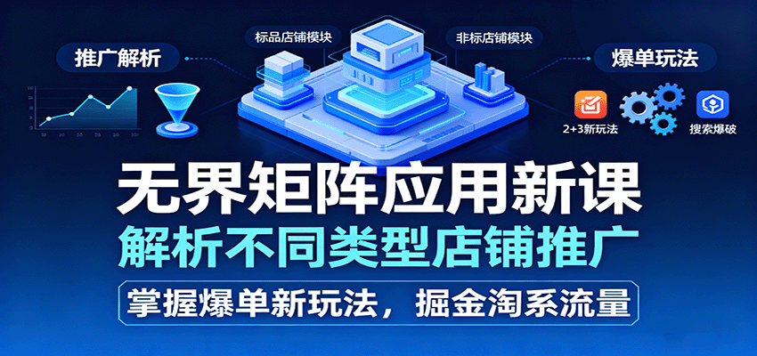 无界矩阵应用新课，解析不同类型店铺推广，掌握爆单新玩法，掘金淘系流量_豪客资源创业网-豪客资源_豪客资源库