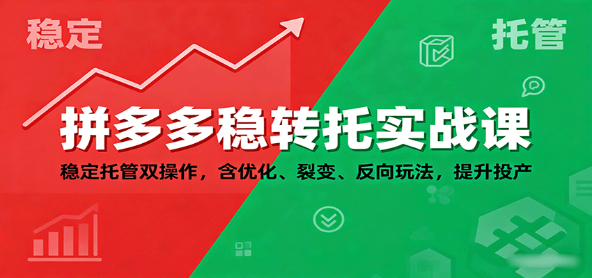 拼多多稳转托实战课:稳定托管双操作,含优化、裂变、反向玩法,提升投产_豪客资源创业网-豪客资源_豪客资源库