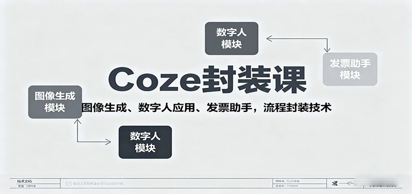 Coze封装课,图像生成、数字人应用、发票助手,流程封装技术_豪客资源创业网-豪客资源_豪客资源库