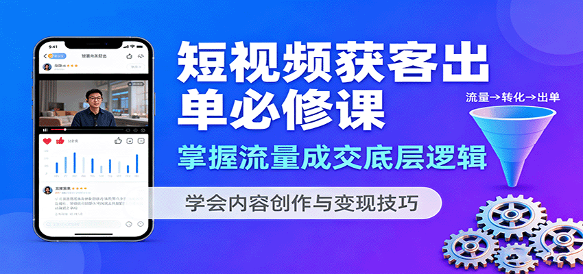 短视频获客出单必修课:掌握流量成交底层逻辑,学会内容创作与变现技巧_豪客资源创业网-豪客资源_豪客资源库