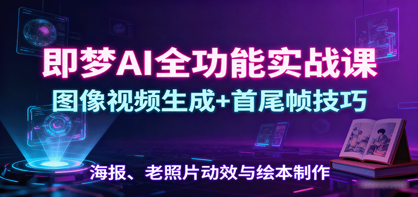 即梦AI全功能实战课：图像视频生成+首尾帧技巧，海报、老照片动效与绘本制作_豪客资源创业网-豪客资源_豪客资源库