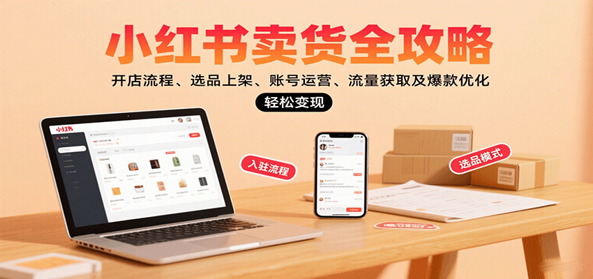 小红书卖货全攻略：开店流程、选品上架、账号运营、流量获取及爆款优化，轻松变现_豪客资源创业网-豪客资源_豪客资源库