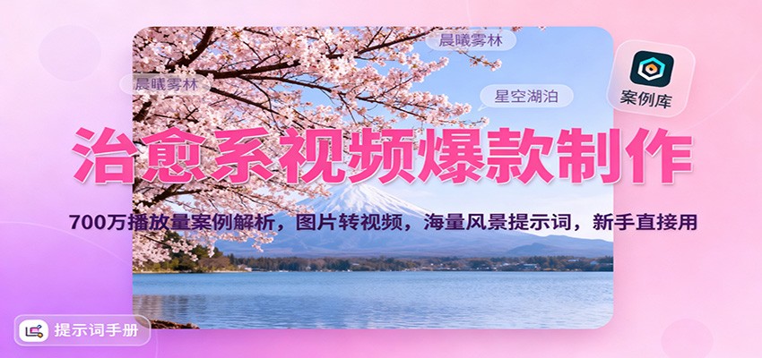 治愈系视频爆款制作,700万播放量案例解析,图片转视频,海量风景提示词,新手直接用_豪客资源创业网-豪客资源_豪客资源库