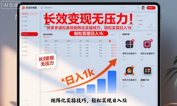 长效变现无压力！拼多多虚拟类目矩阵化实操技巧，轻松实现日入1k【揭秘】——豪客资源创业项目网-豪客资源_豪客资源库