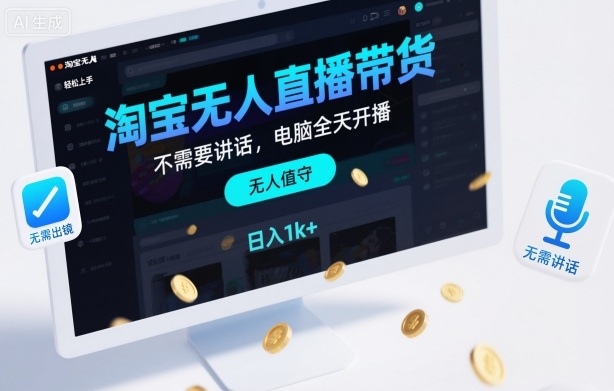 淘宝无人直播带货,不需要出镜,不需要讲话,电脑全天开播,轻松上手,日入1k+【揭秘】——豪客资源创业项目网-豪客资源_豪客资源库