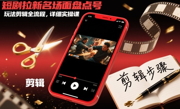 短剧拉新名场面盘点号玩法剪辑全流程，详细实操课——豪客资源创业项目网-豪客资源_豪客资源库