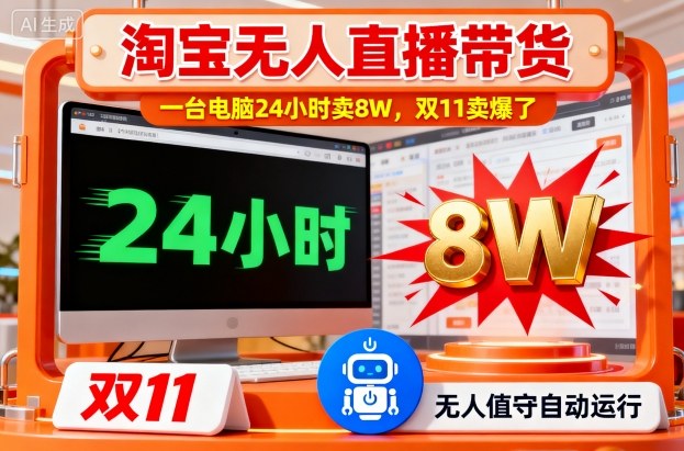 淘宝无人直播带货，一台电脑214小时卖8W，双11卖爆了【揭秘】——豪客资源创业项目网-豪客资源_豪客资源库