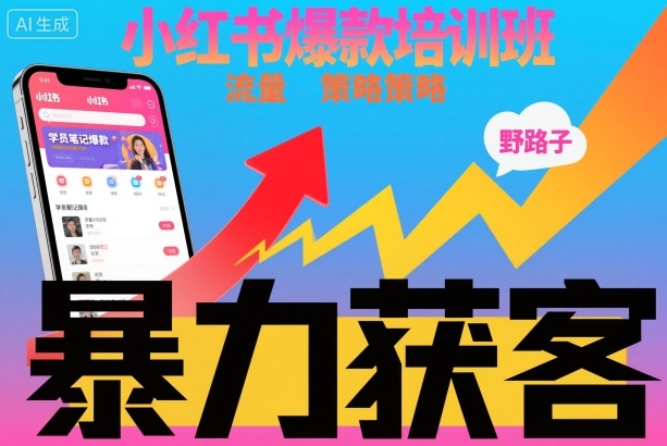 小红书爆款培训班，小红书获客野路子流量打法，暴力持续获客——豪客资源创业项目网-豪客资源_豪客资源库