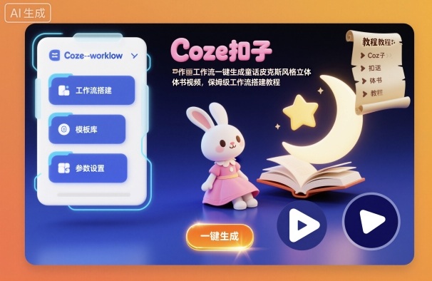 Coze扣子工作流一键生成童话皮克斯风格立体书视频,保姆级工作流搭建教程——豪客资源创业项目网-豪客资源_豪客资源库