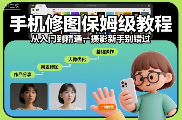 手机修图保姆级教程，从入门到精通，摄影新手别错过——豪客资源创业项目网-豪客资源_豪客资源库
