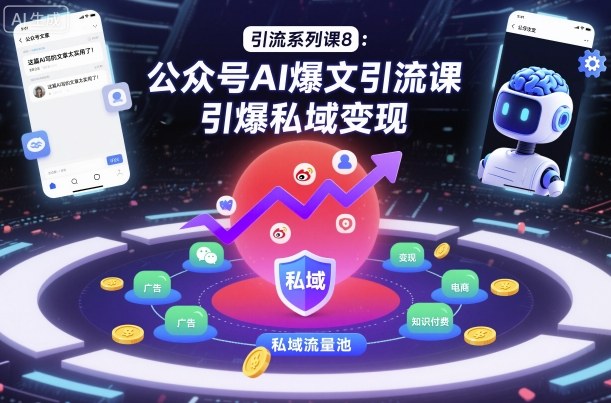 引流系列课8：公众号AI爆文引流课，引爆私域变现——豪客资源创业项目网-豪客资源_豪客资源库