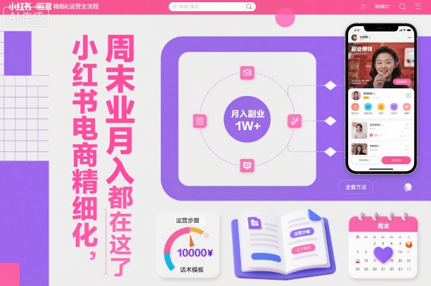 小红书电商精细化运营全流程,周末副业月入1W+,全套方法都在这了——豪客资源创业项目网-豪客资源_豪客资源库