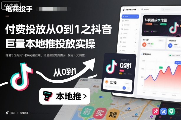 付费投放从0到1之抖音巨量本地推投放实操——豪客资源创业项目网-豪客资源_豪客资源库