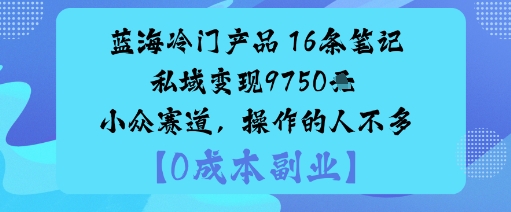 蓝海冷门产品:16条笔记私域变现9750米小众赛道,操作的人不多——豪客资源创业项目网-豪客资源_豪客资源库