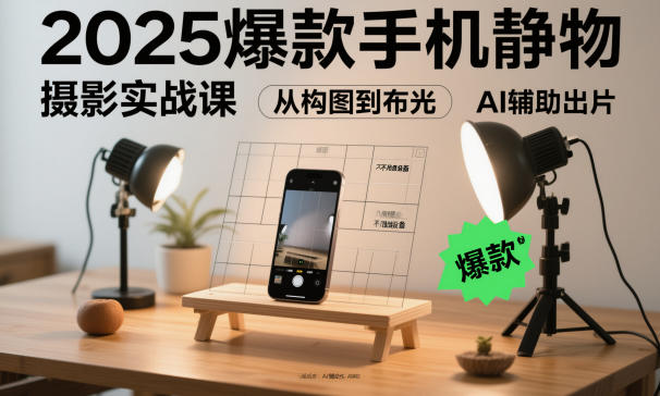 2025爆款手机静物摄影实战课，从构图到布光，不用贵设备，AI辅助出片——豪客资源创业项目网-豪客资源_豪客资源库