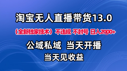 淘宝无人直播13.0,公域私域技术,不封号,不违规布局下半年旺季赛道,日入1K+(独家技术)【揭秘】——豪客资源创业项目网-豪客资源_豪客资源库