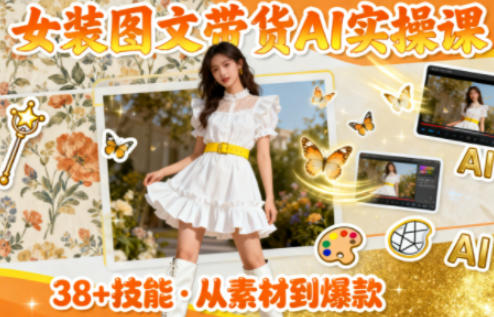 女装图文带货的AI实操课,覆盖38个实用技能,快速提升素材制作效率——豪客资源创业项目网-豪客资源_豪客资源库