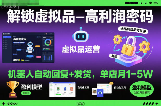 解锁虚拟品高利润密码:机器人自动回复+发货,单店月1-5W【揭秘】——豪客资源创业项目网-豪客资源_豪客资源库