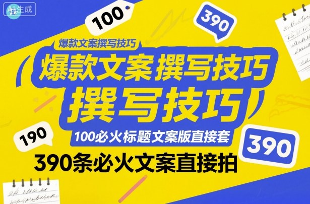 爆款文案撰写技巧，100个必火标题文案模版直接套，390条必火文案直接拍——豪客资源创业项目网-豪客资源_豪客资源库