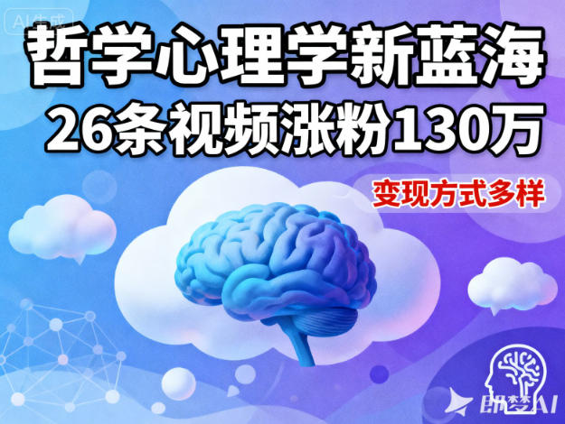 短视频新蓝海，哲学心理学赛道，26条视频涨粉130W，变现方式多样——豪客资源创业项目网-豪客资源_豪客资源库