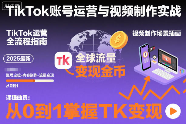 2025最新TikTok账号运营与视频制作实战全流程，从0到1掌握TK变现（含11月最新TK搬运技术）——豪客资源创业项目网-豪客资源_豪客资源库