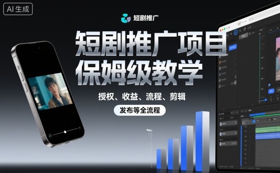 短剧推广项目保姆级教学，授权、收益、流程、剪辑，发布等全流程——豪客资源创业项目网-豪客资源_豪客资源库