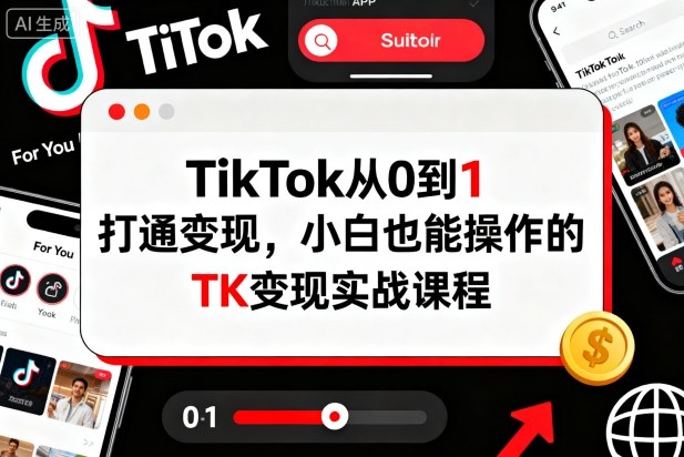 TikTok从0到1打通变现,小白也能操作的TK变现实战课程——豪客资源创业项目网-豪客资源_豪客资源库