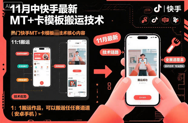 11月中快手最新MT+卡模板搬运技术,1:1搬运作品,可以搬运任何赛道(安卓手机)——豪客资源创业项目网-豪客资源_豪客资源库