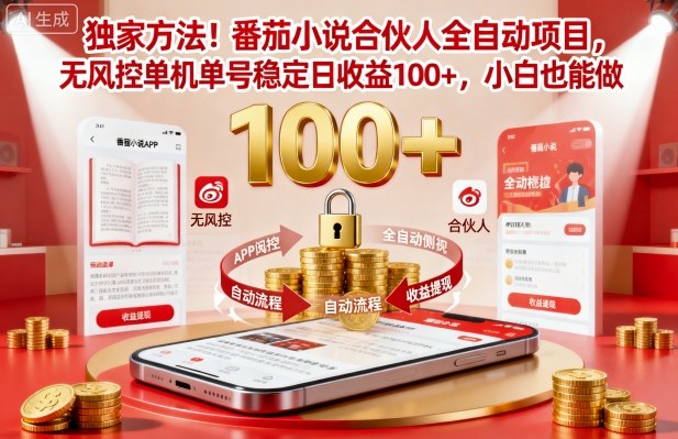 独家方法！番茄小说合伙人全自动挂G项目，无风控单机单号稳定日收益100+，小白也能做【揭秘】——豪客资源创业项目网-豪客资源_豪客资源库