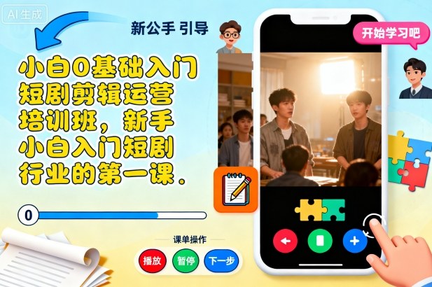 小白0基础入门短剧剪辑运营培训班,新手小白入门短剧行业的第一课——豪客资源创业项目网-豪客资源_豪客资源库