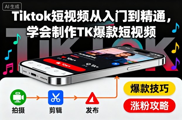 Tiktok短视频从入门到精通，学会制作TK爆款短视频——豪客资源创业项目网-豪客资源_豪客资源库