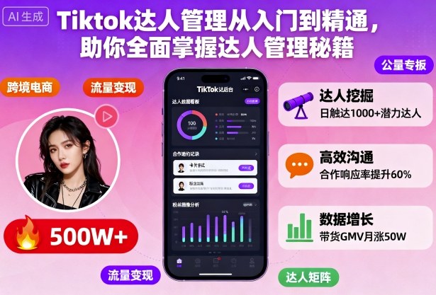 Tiktok达人管理从入门到精通，助你全面掌握达人管理秘籍——豪客资源创业项目网-豪客资源_豪客资源库
