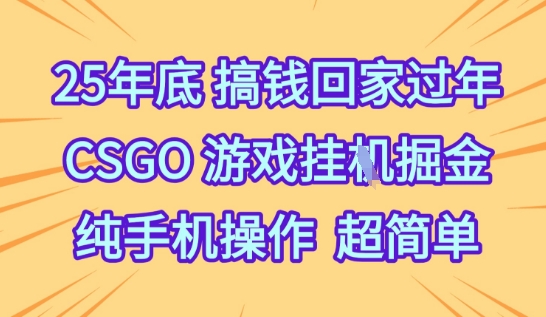 25年底搞钱回家过年，CSGO游戏挂G掘金，纯手机操作超简单【揭秘】——豪客资源创业项目网-豪客资源_豪客资源库