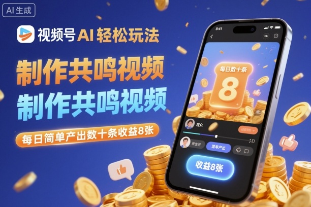 视频号AI轻松玩法，制作共鸣视频，每日简单产出数十条收益8张——豪客资源创业项目网-豪客资源_豪客资源库