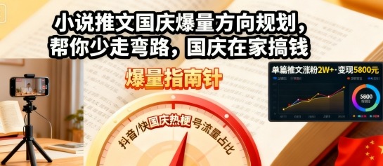 小说推文国庆爆量方向规划，帮你少走弯路，国庆在家搞钱——豪客资源创业项目网-豪客资源_豪客资源库