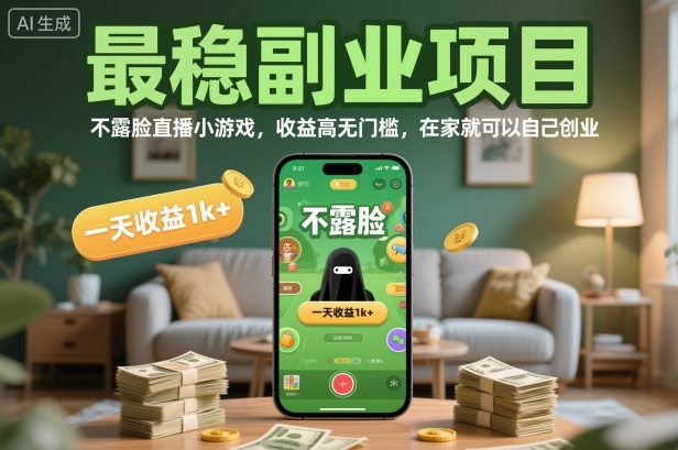 最稳副业项目,不露脸直播小游戏,收益高无门槛,一天收益1k+,在家就可以自己创业【揭秘】——豪客资源创业项目网-豪客资源_豪客资源库