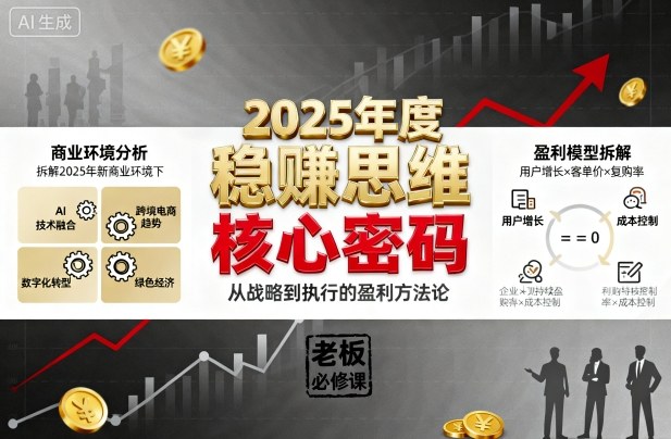 2025年度稳賺思维老板创业营，拆解2025年新商业环境下，企业实现持续盈利的核心密码——豪客资源创业项目网-豪客资源_豪客资源库