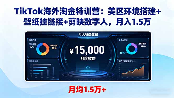 (16346期)TikTok海外淘金特训营:美区环境搭建+壁纸挂链接+剪映数字人,月入1.5万_豪客资源创业项目网-豪客资源_豪客资源库